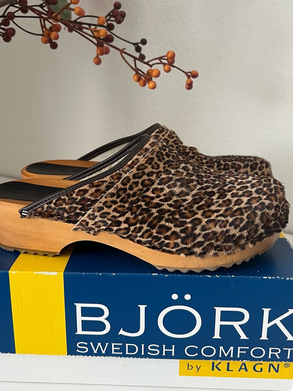 BJÖRK Leopard Print Clog Mules